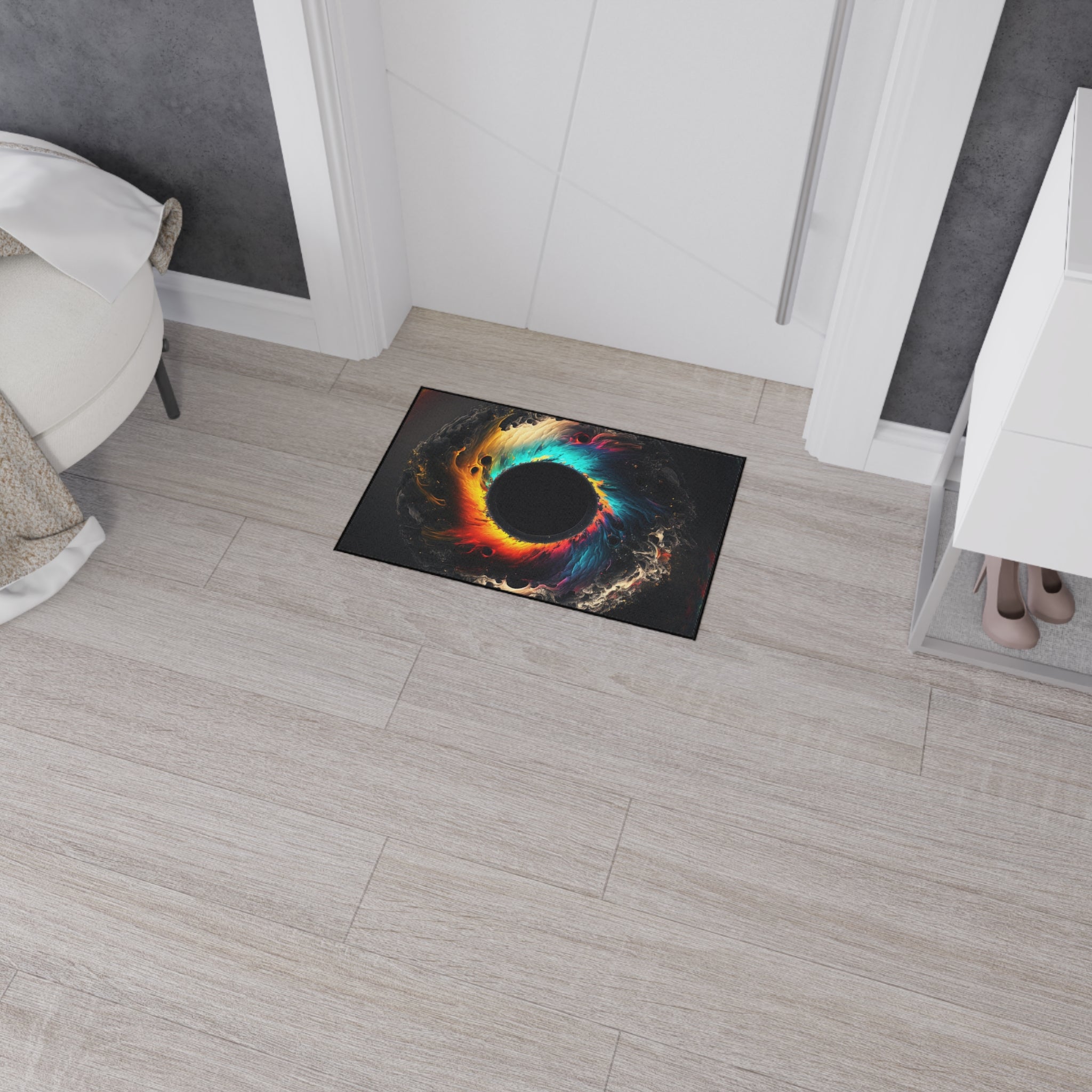 Vibrant Abstract Black Hole Design-Heavy Duty Rug