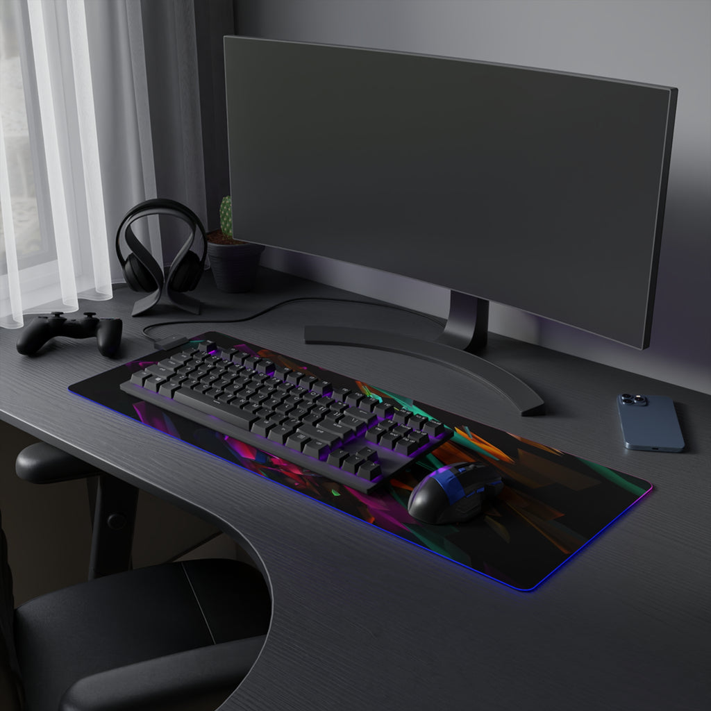 LED Gaming Mouse Pad — RGB Abstract Crystal Design, Large Extended Desk Mat