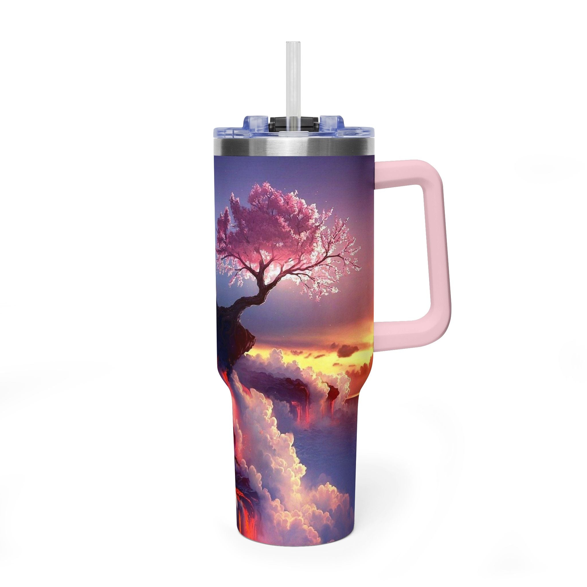 40oz Thermal Tumbler – Sunset Storm Mountain Landscape