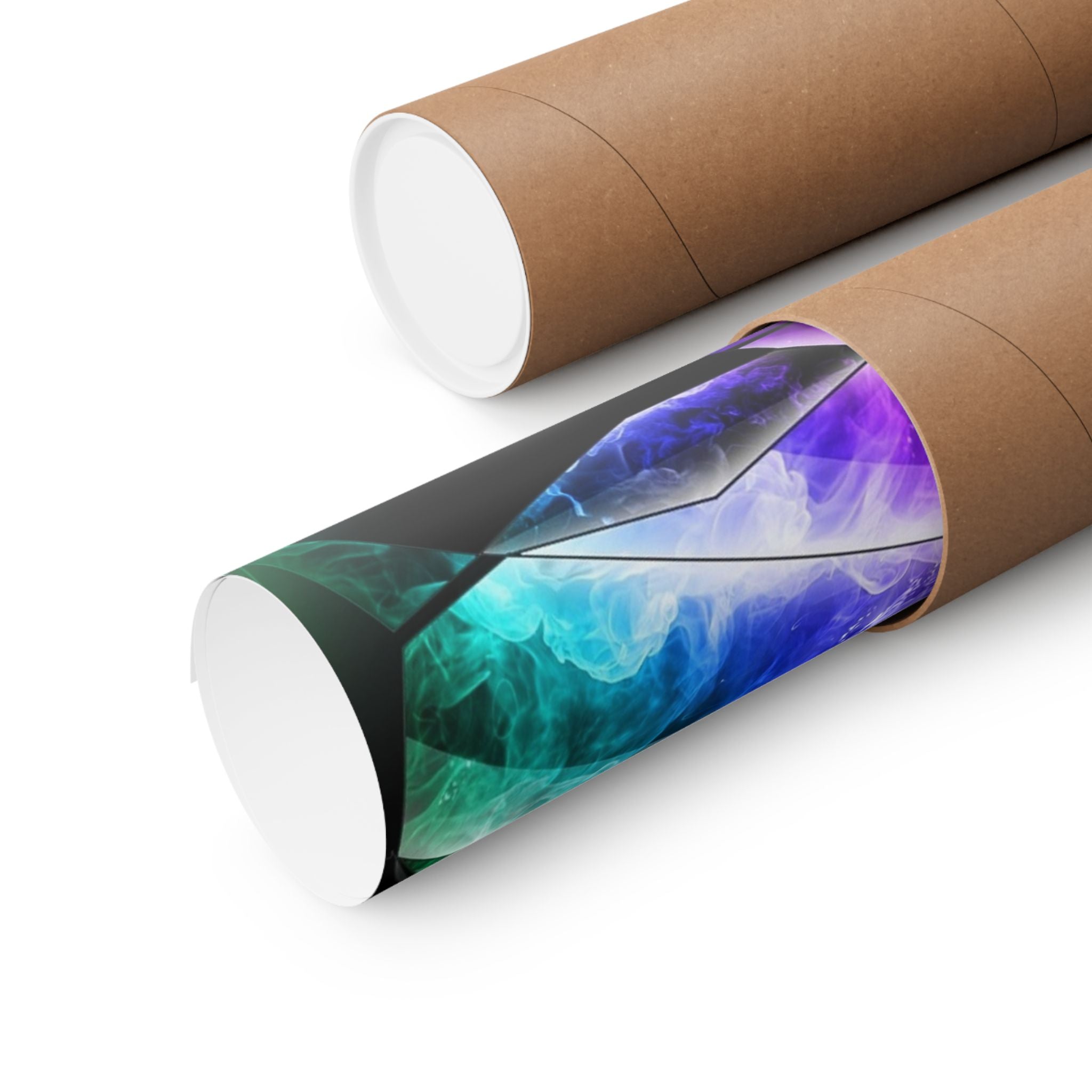 Neon Smoke Sports Car Matte Poster — Horizontal Automotive Wall Art