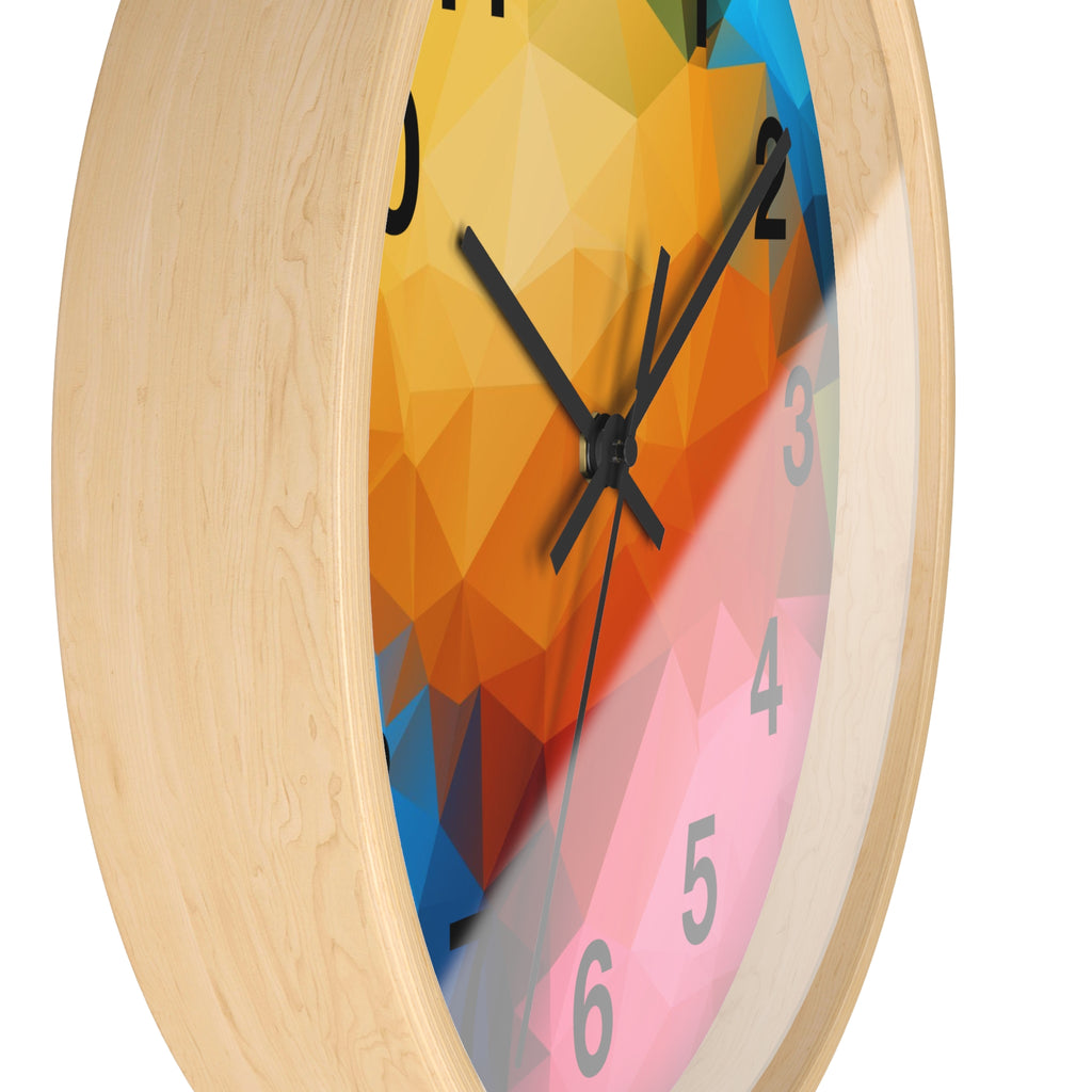 Colorful Geometric Wall Clock — Modern Polygon Abstract Home Decor