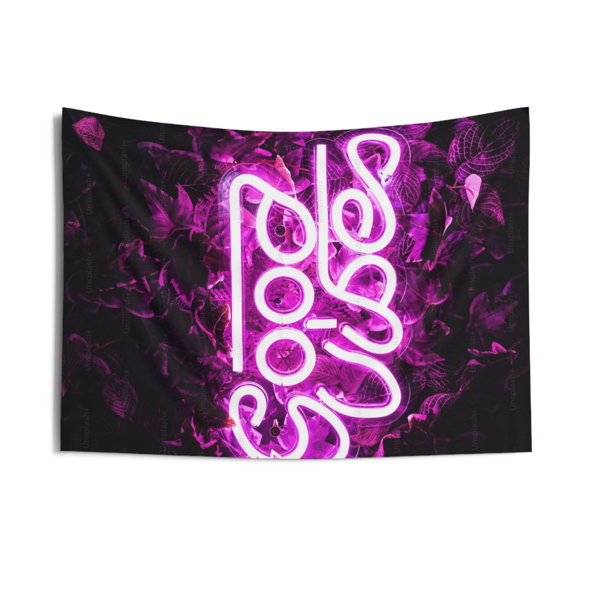 Neon 'Good Vibes' Indoor Wall Tapestry — Pink Neon Aesthetic Decor