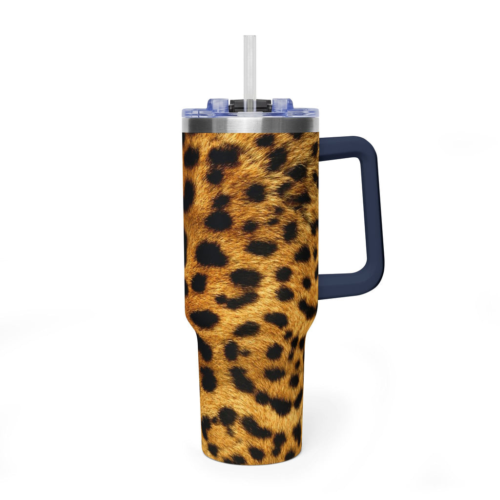 Leopard Print 40oz Vacuum Tumbler — Insulated Travel Mug with Handle