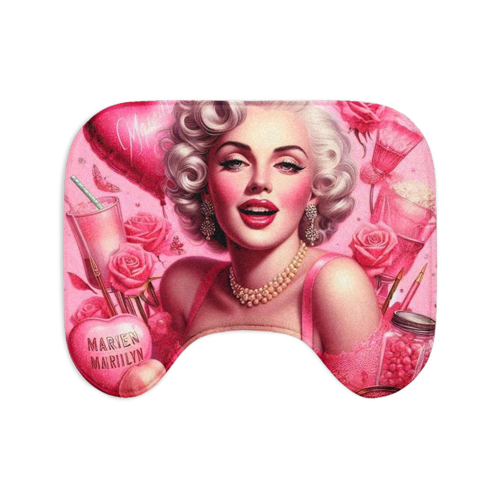 Pink Retro Glam Bath Mat Set — Vintage Pin-Up Vanity Design (3-Piece)