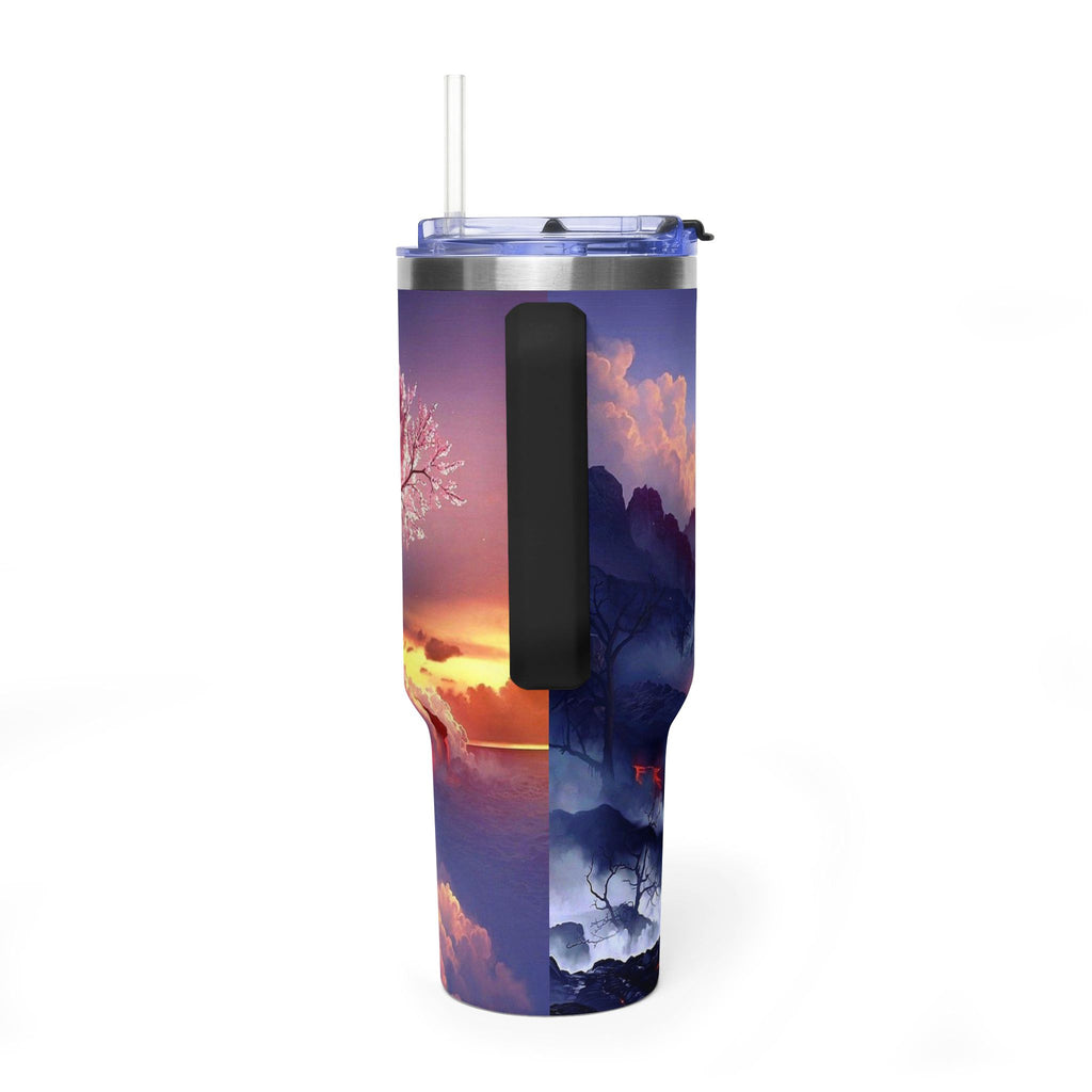 40oz Thermal Tumbler – Sunset Storm Mountain Landscape