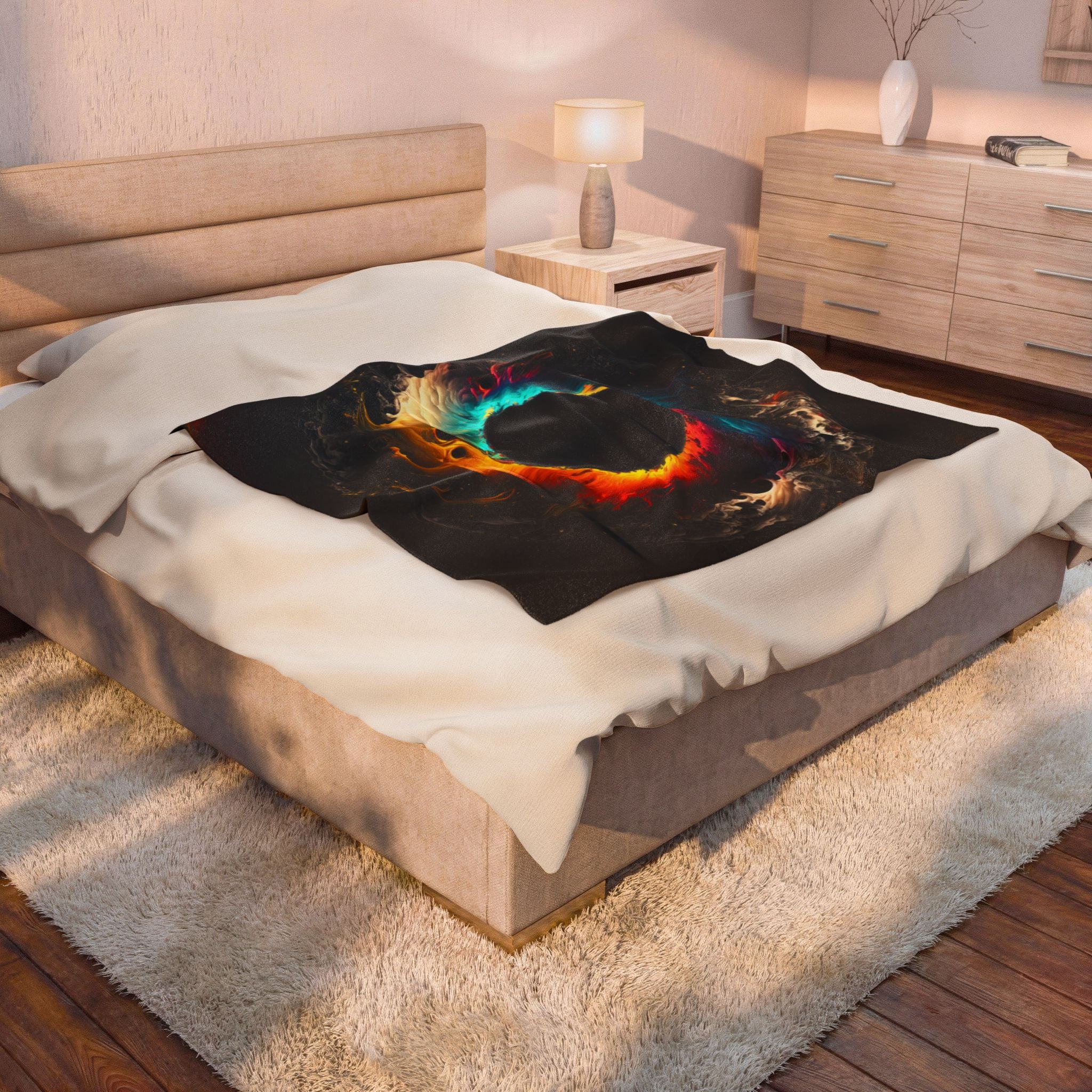 Velveteen Blanket — Cosmic Color Eye Swirl Plush Throw