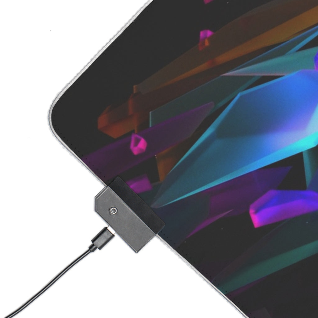 LED Gaming Mouse Pad — RGB Abstract Crystal Design, Large Extended Desk Mat