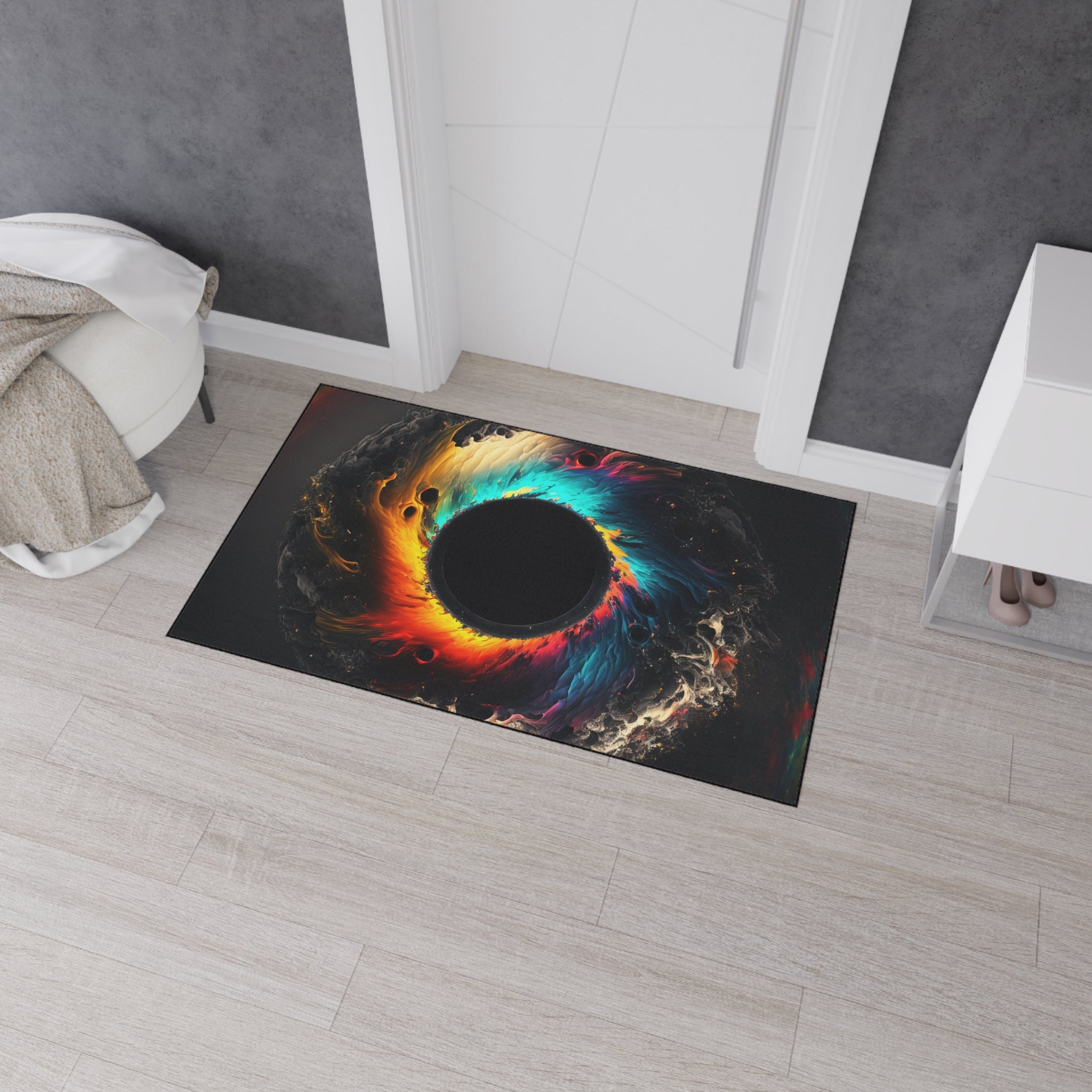 Vibrant Abstract Black Hole Design-Heavy Duty Rug