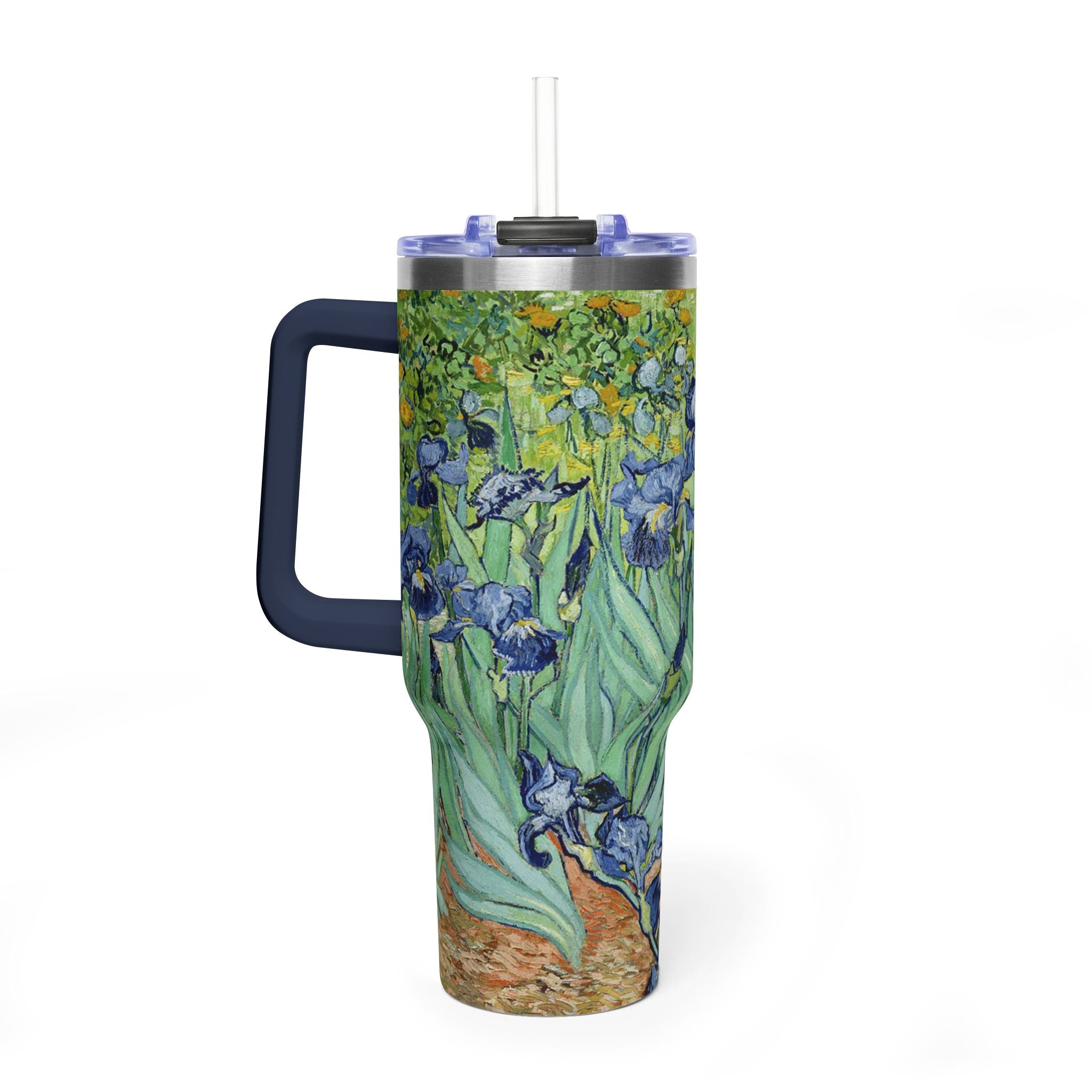 40oz Vacuum Tumbler — Van Gogh Irises Insulated Travel Mug