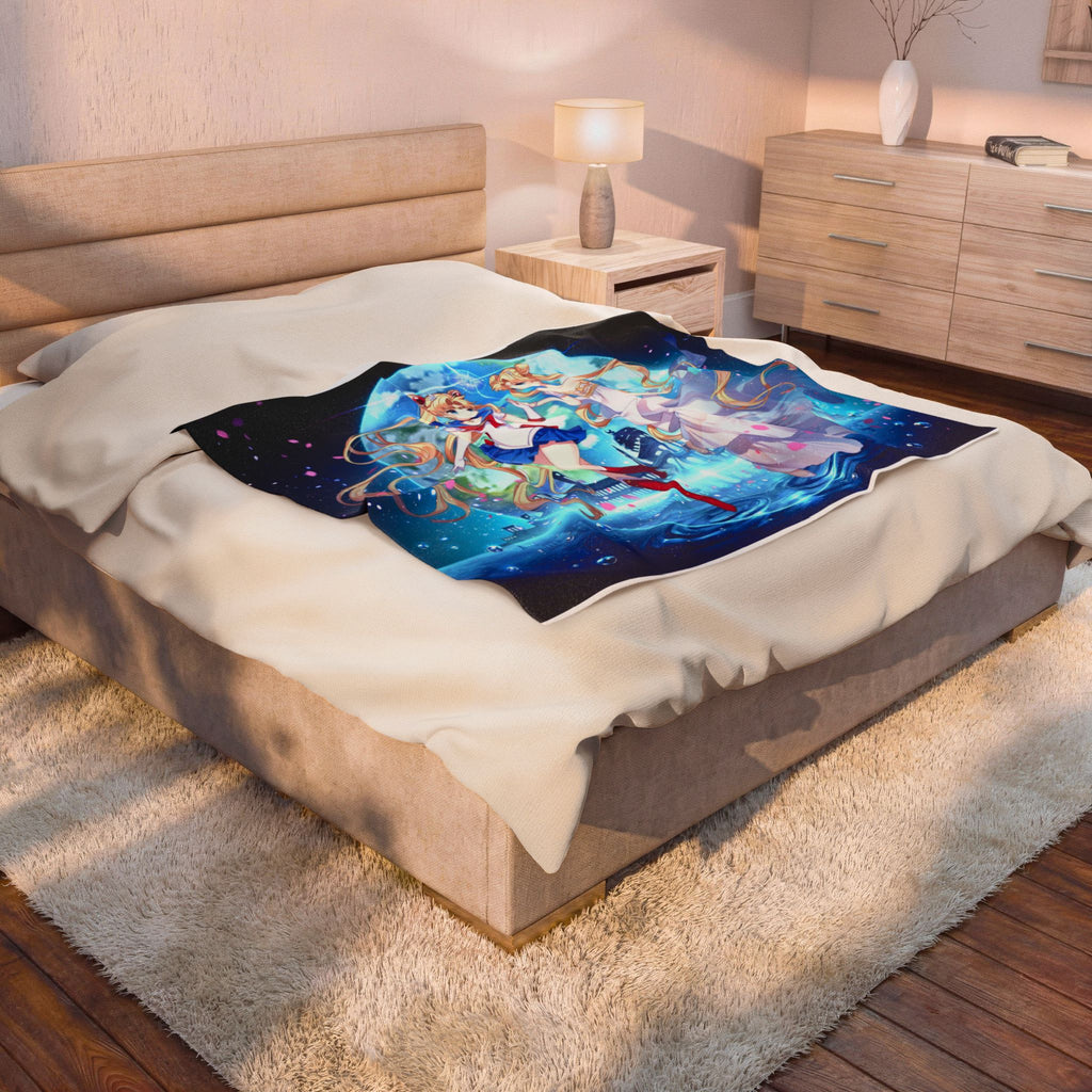 Sailor Moon Velveteen Plush Blanket — Anime Moonlit Throw