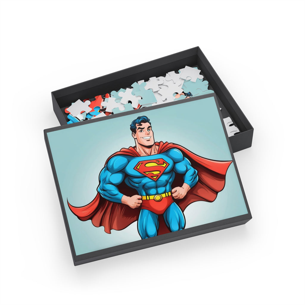 Superhero Jigsaw Puzzle — Retro Superman Illustration (96/252/500/1000 pcs)