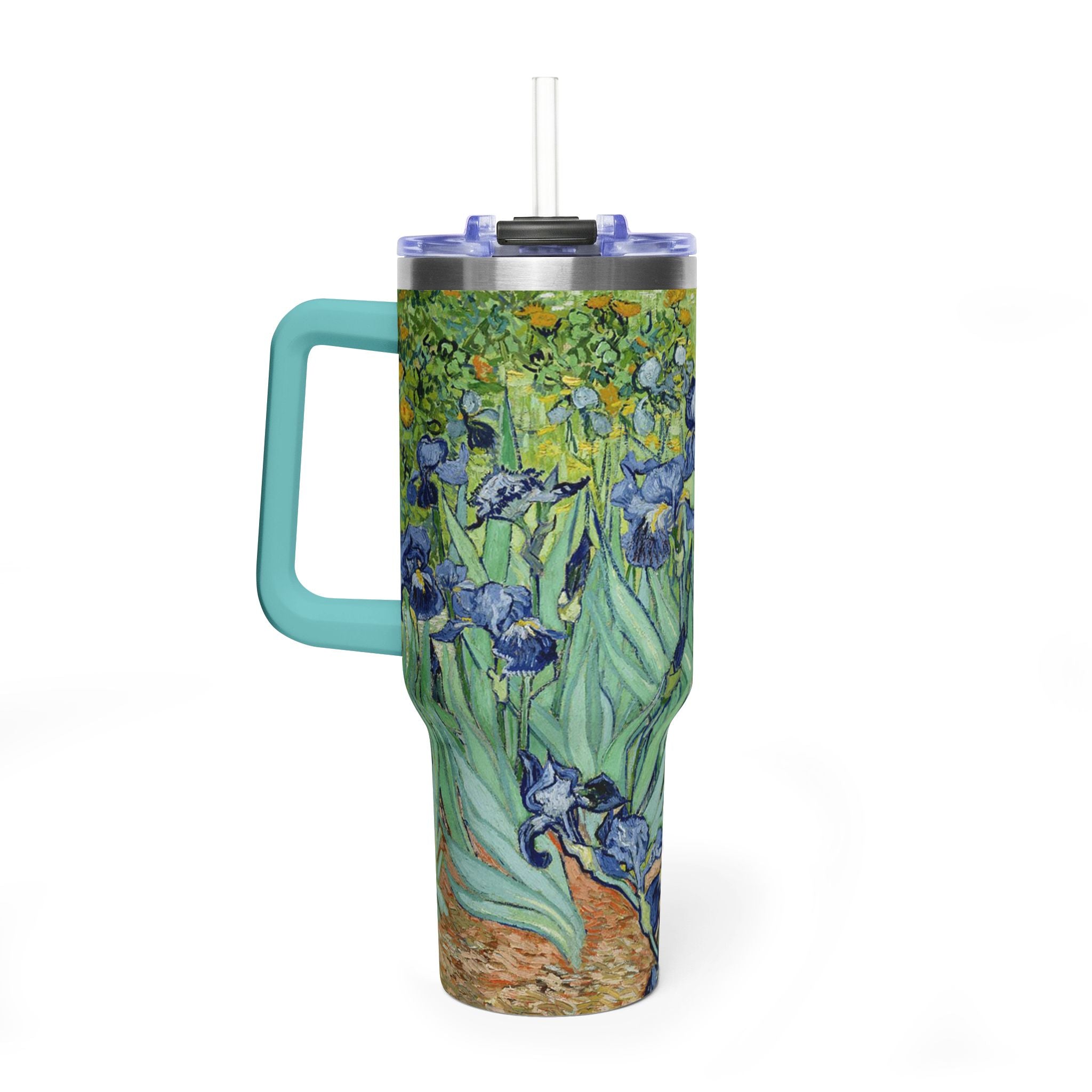 40oz Vacuum Tumbler — Van Gogh Irises Insulated Travel Mug