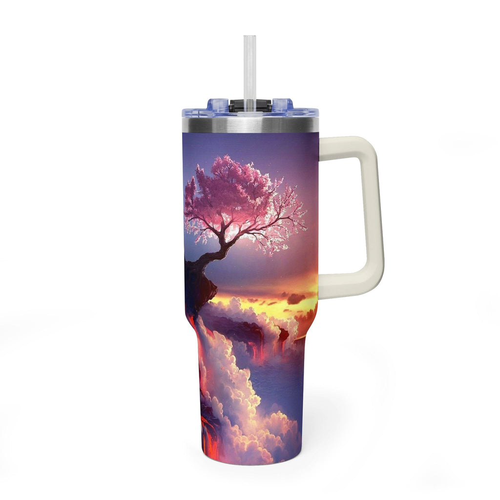 40oz Thermal Tumbler – Sunset Storm Mountain Landscape