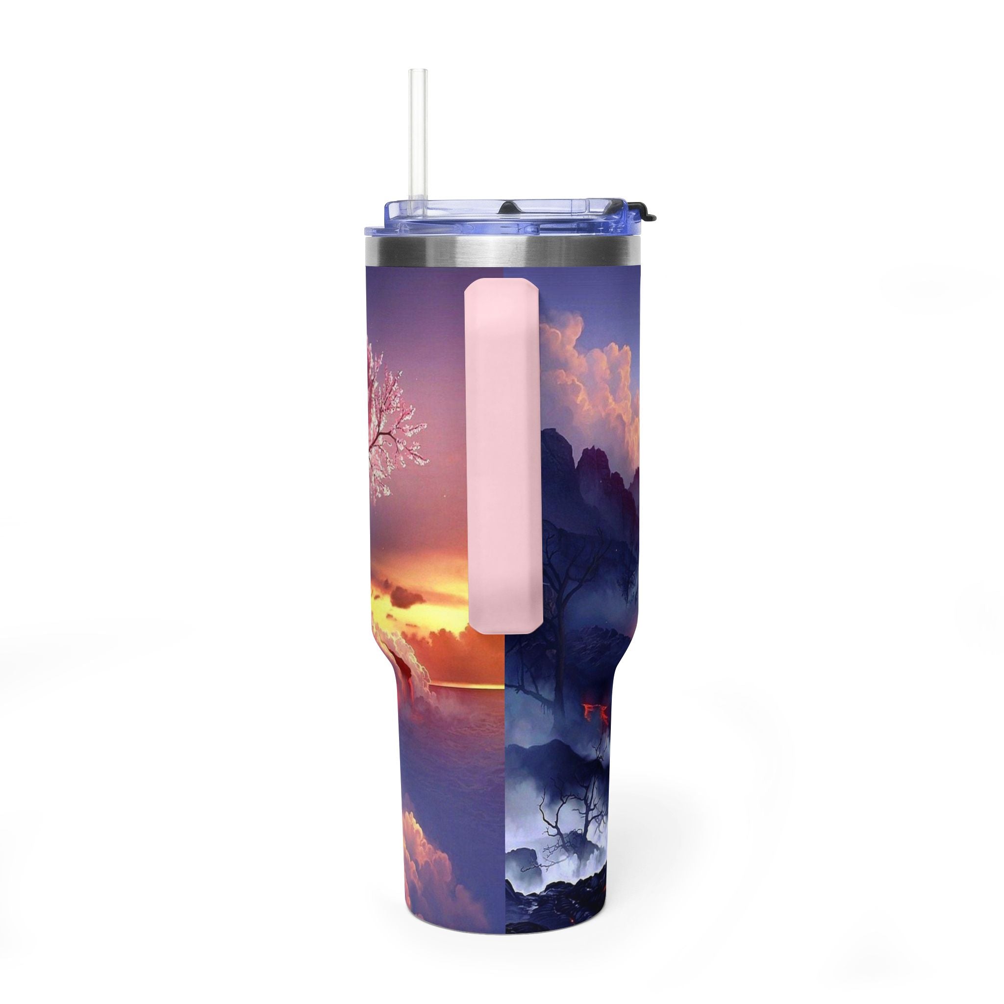 40oz Thermal Tumbler – Sunset Storm Mountain Landscape