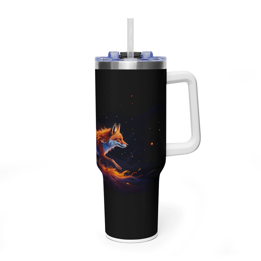 40oz Thermal Tumbler — Neon Flame Fox Design