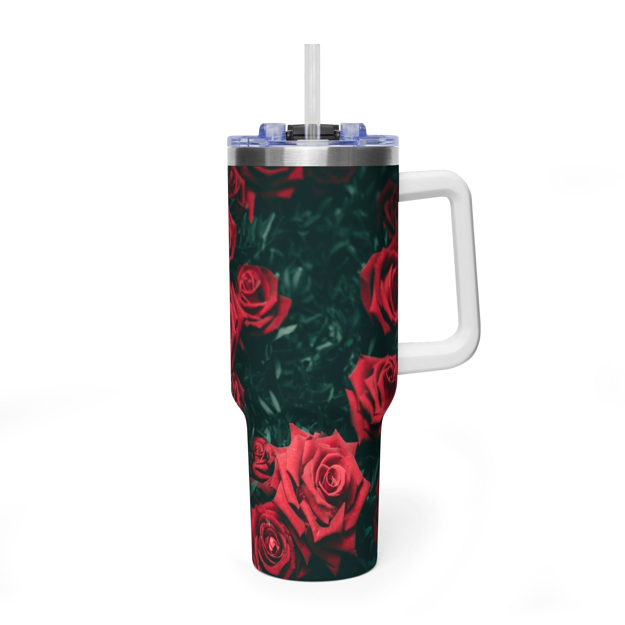 Rose Pattern 40oz Vacuum Tumbler – Insulated Floral Travel Mug