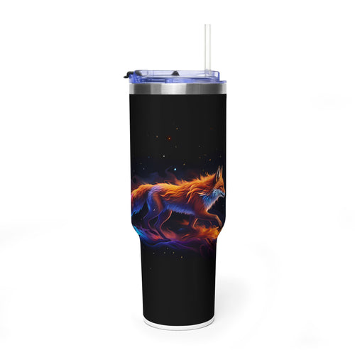40oz Thermal Tumbler — Neon Flame Fox Design