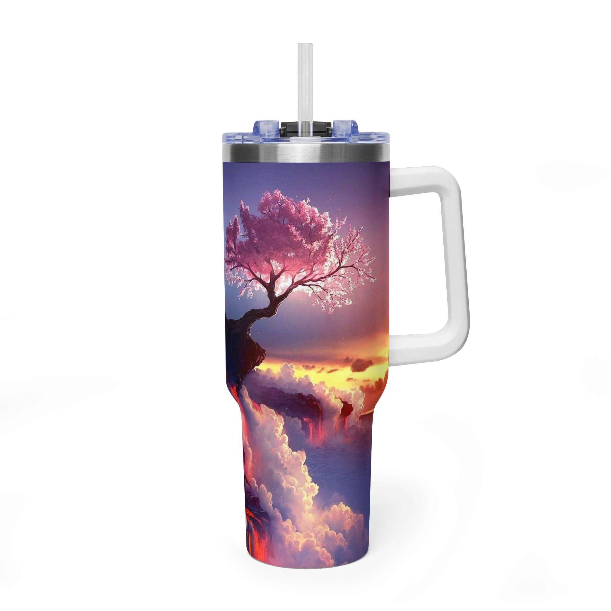40oz Thermal Tumbler – Sunset Storm Mountain Landscape