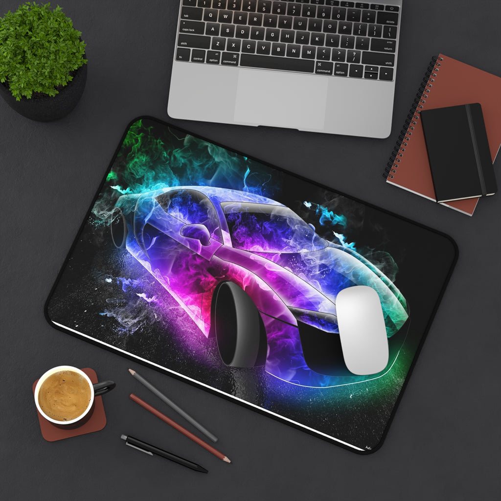 Gaming Desk Mat — Neon Smoke Sports Car Mouse Pad