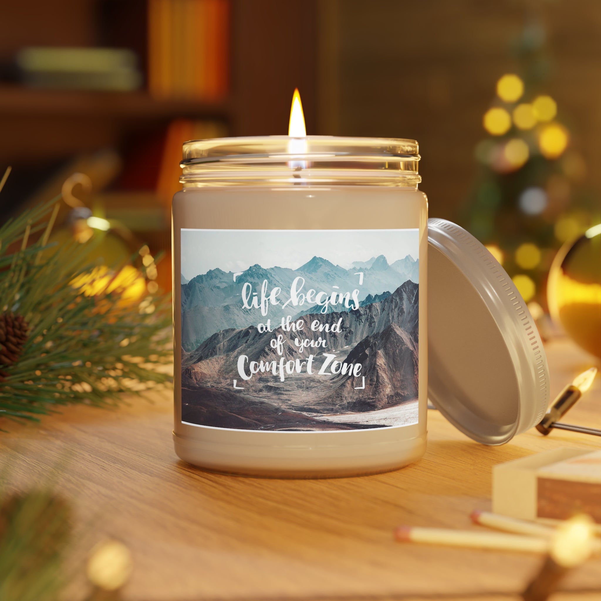Soy Candle 9oz — "Life Begins at the End of Your Comfort Zone" Scented Jar