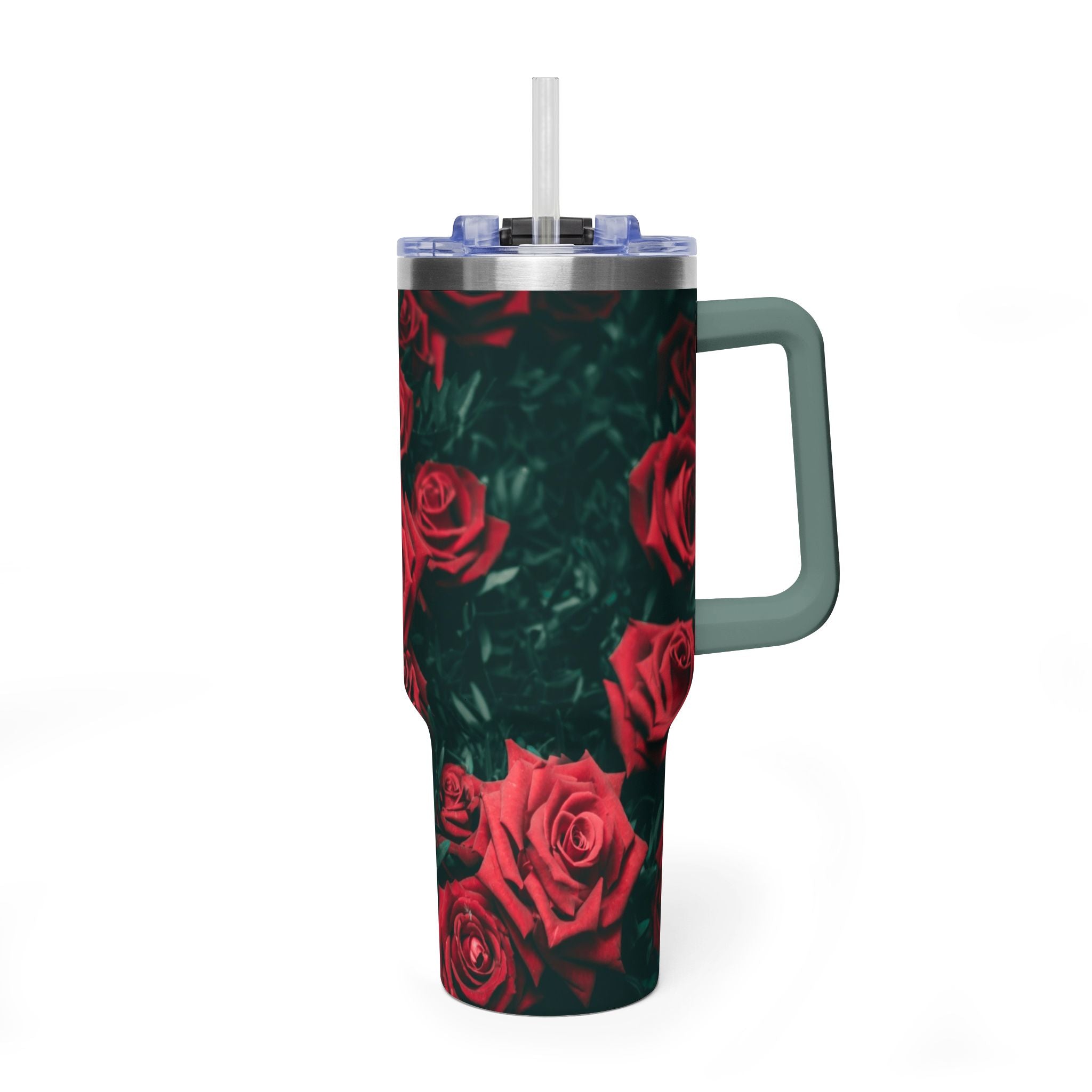 Rose Pattern 40oz Vacuum Tumbler – Insulated Floral Travel Mug