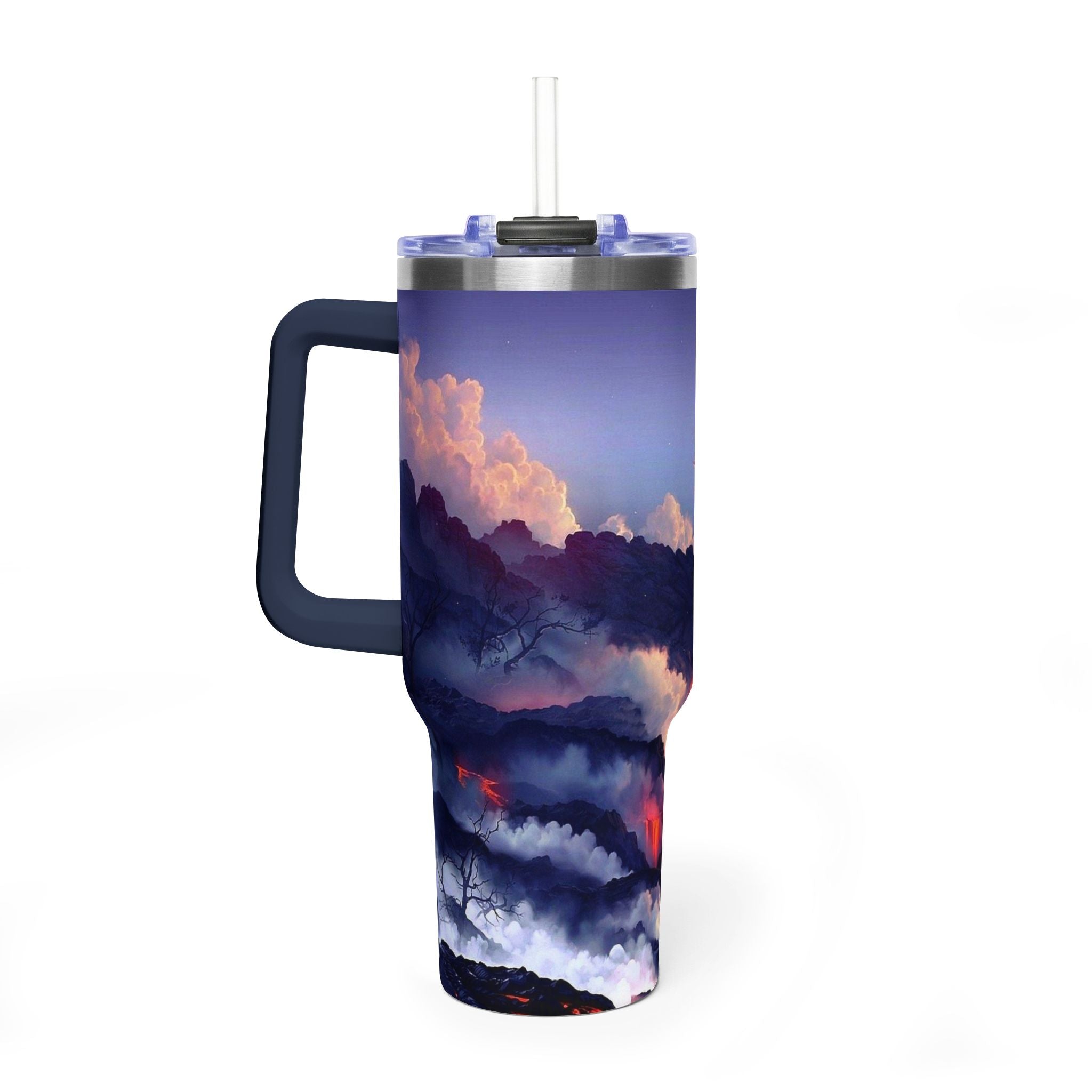 40oz Thermal Tumbler – Sunset Storm Mountain Landscape