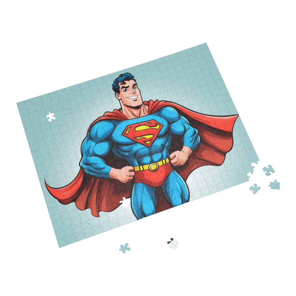Superhero Jigsaw Puzzle — Retro Superman Illustration (96/252/500/1000 pcs)
