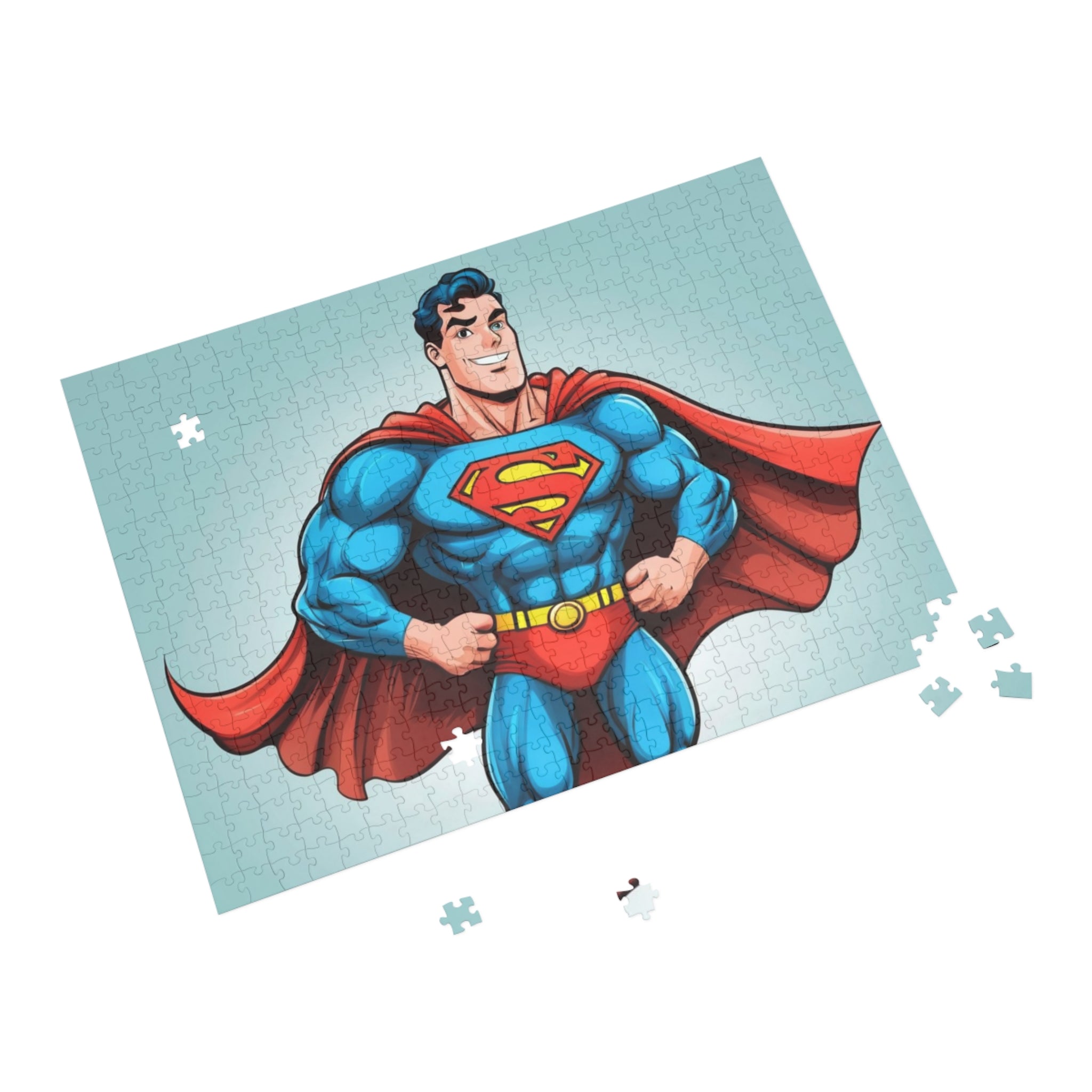 Superhero Jigsaw Puzzle — Retro Superman Illustration (96/252/500/1000 pcs)