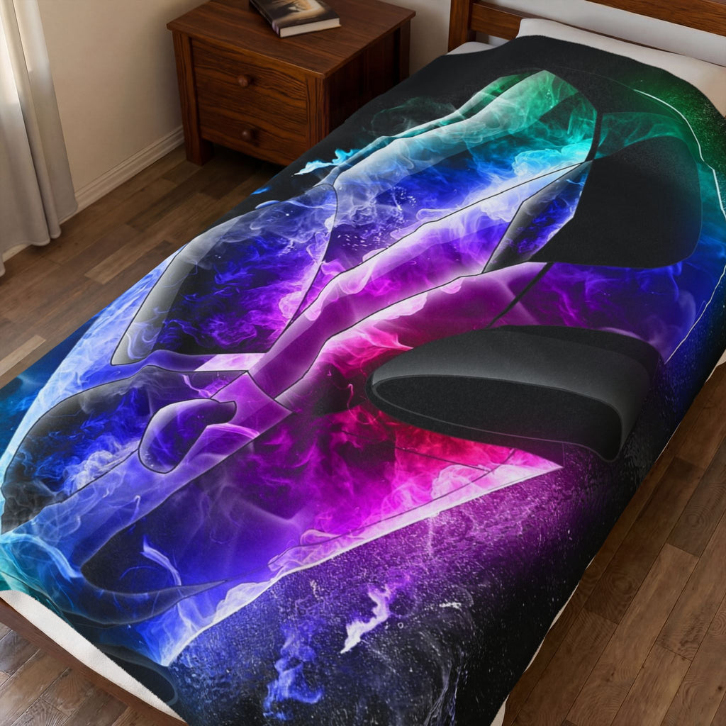 Smoky Neon Car Velveteen Plush Blanket — Velveteen Throw