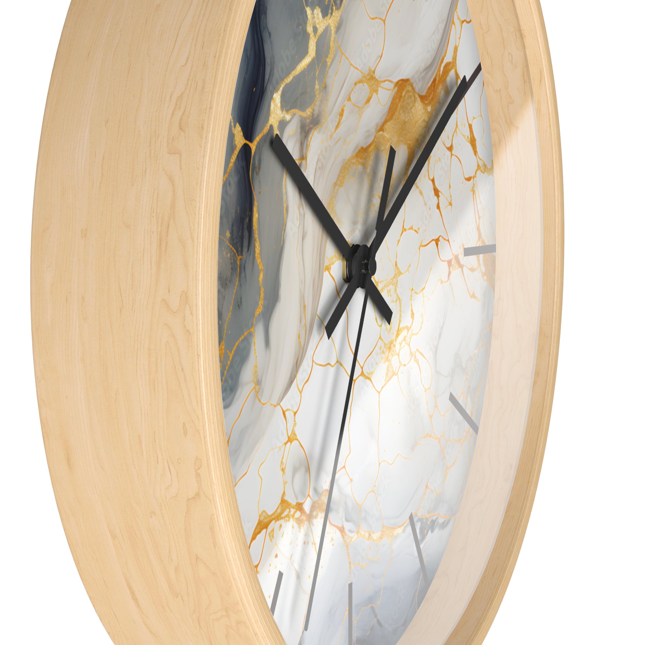 Marble Gold Accent Wall Clock — Elegant Modern Home Decor