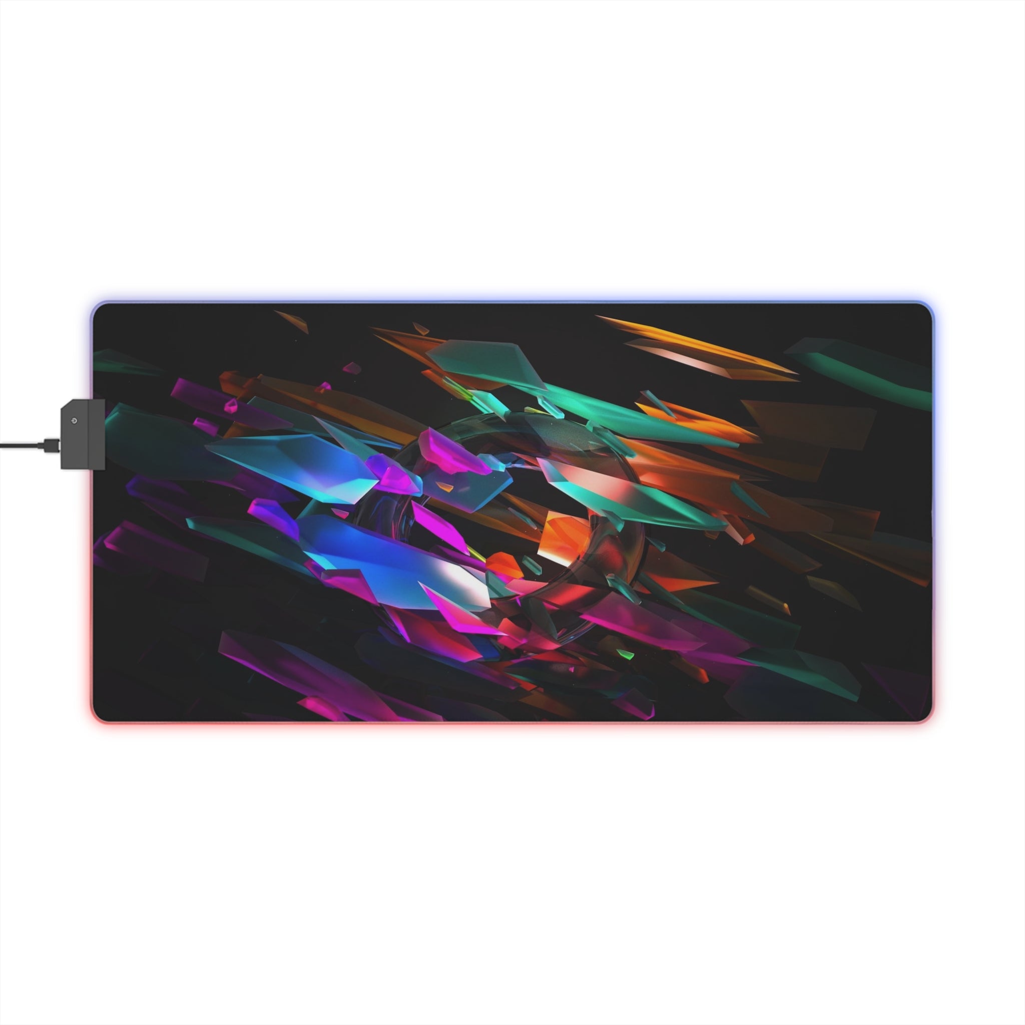 LED Gaming Mouse Pad — RGB Abstract Crystal Design, Large Extended Desk Mat