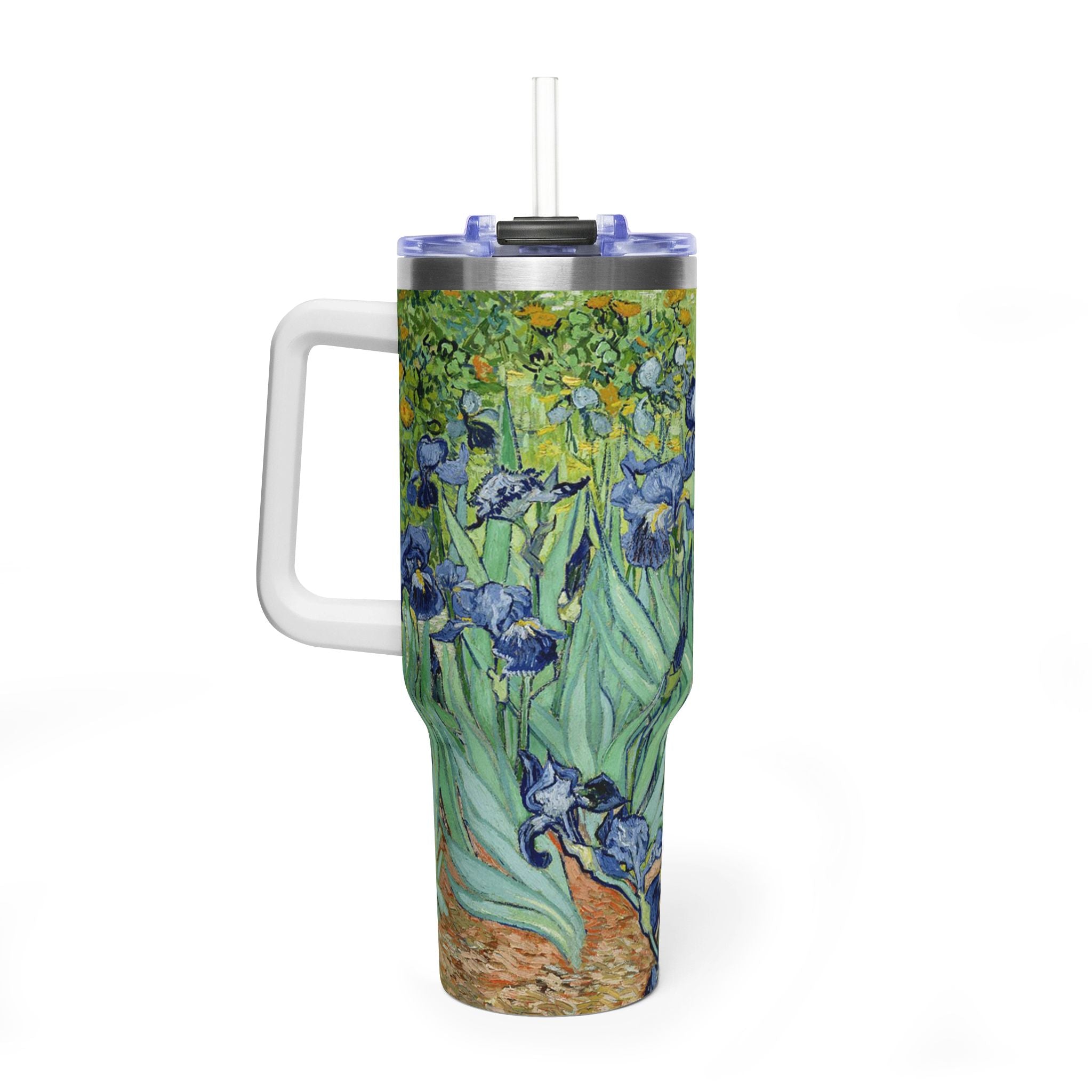 40oz Vacuum Tumbler — Van Gogh Irises Insulated Travel Mug