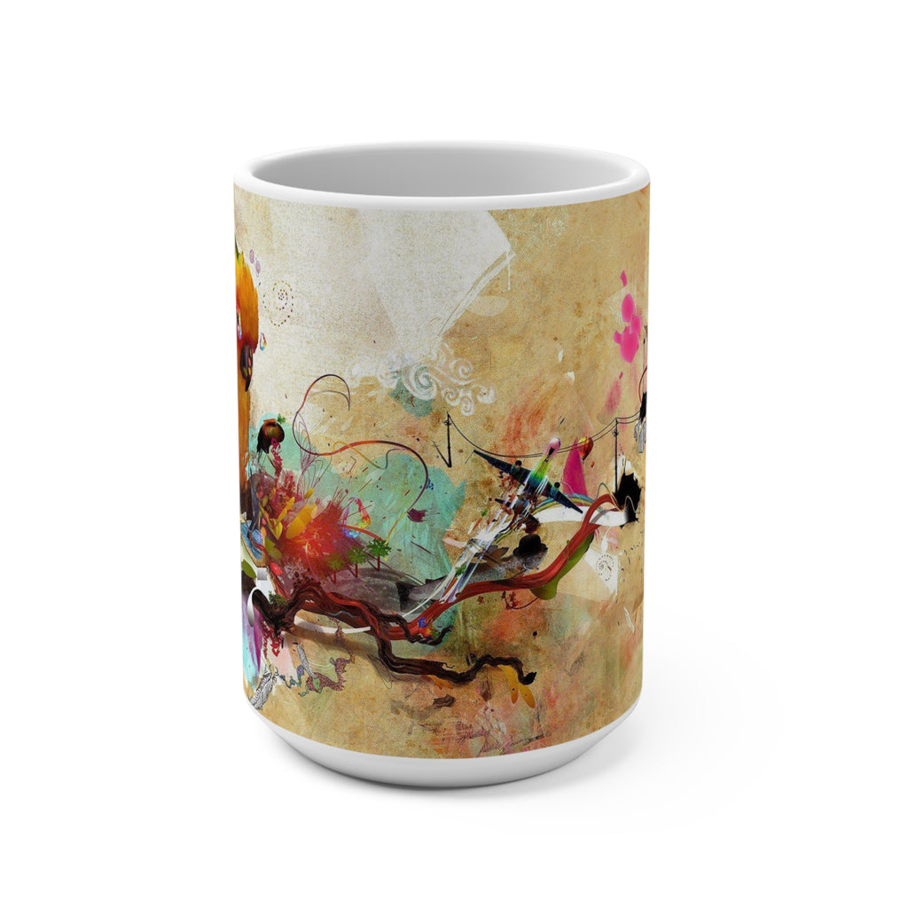 Abstract Color Parrot Splash Mug — 15oz Artistic Coffee Cup