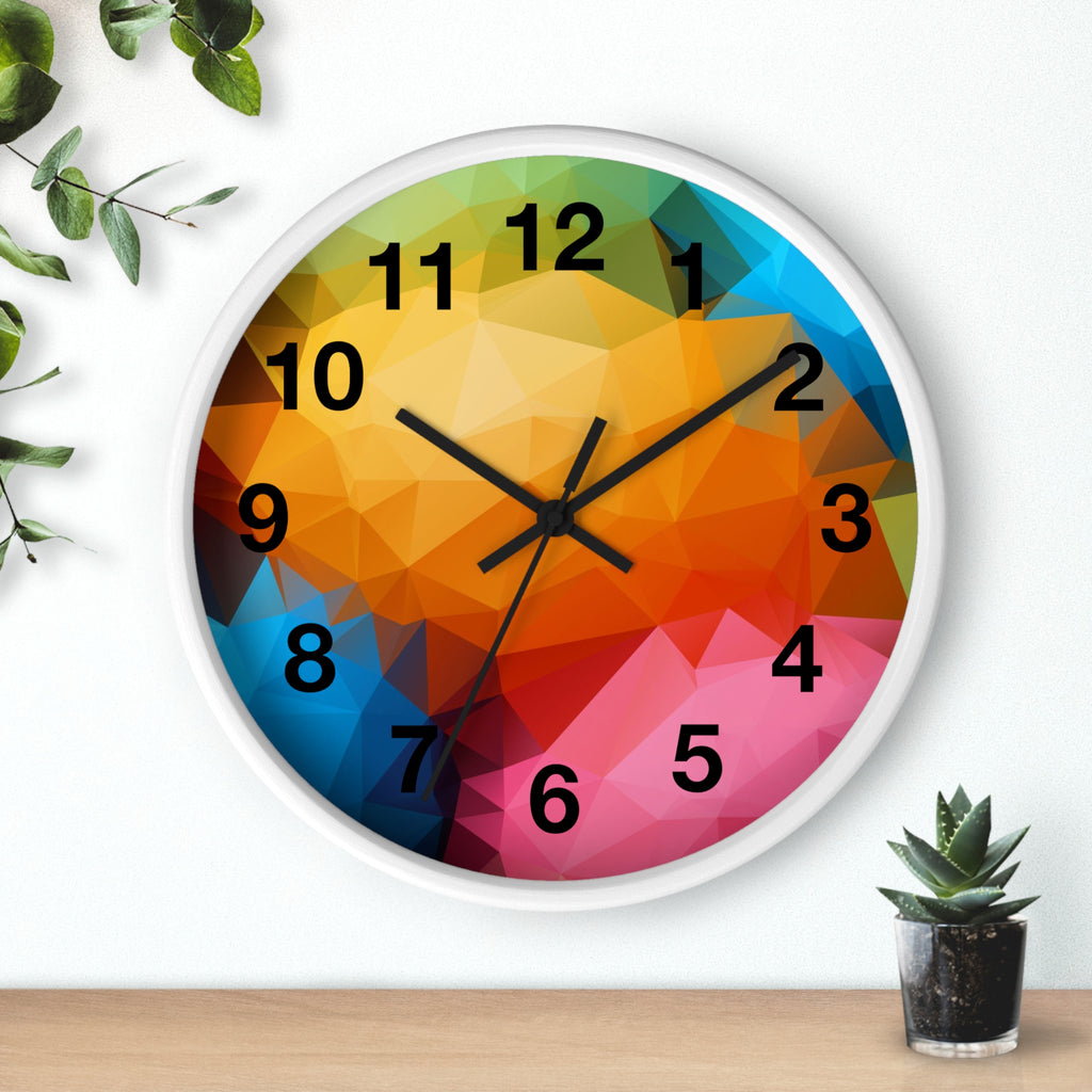 Colorful Geometric Wall Clock — Modern Polygon Abstract Home Decor