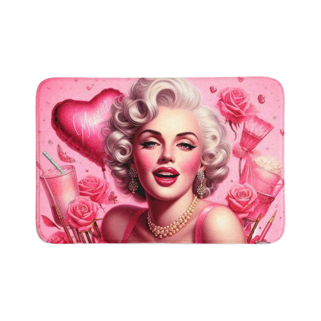 Pink Retro Glam Bath Mat Set — Vintage Pin-Up Vanity Design (3-Piece)