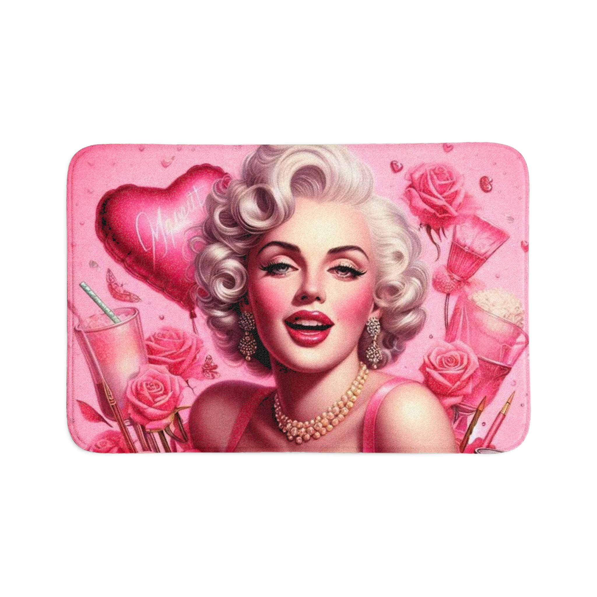 Pink Retro Glam Bath Mat Set — Vintage Pin-Up Vanity Design (3-Piece)