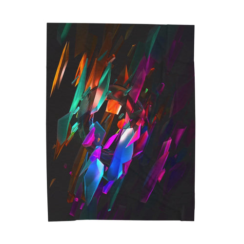 Abstract Neon Shards Velveteen Plush Blanket — Colorful Geometric Throw