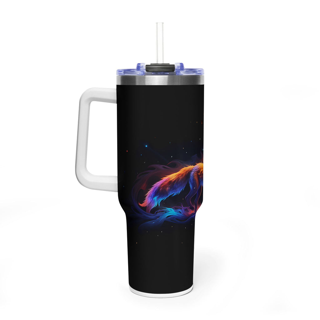 40oz Thermal Tumbler — Neon Flame Fox Design
