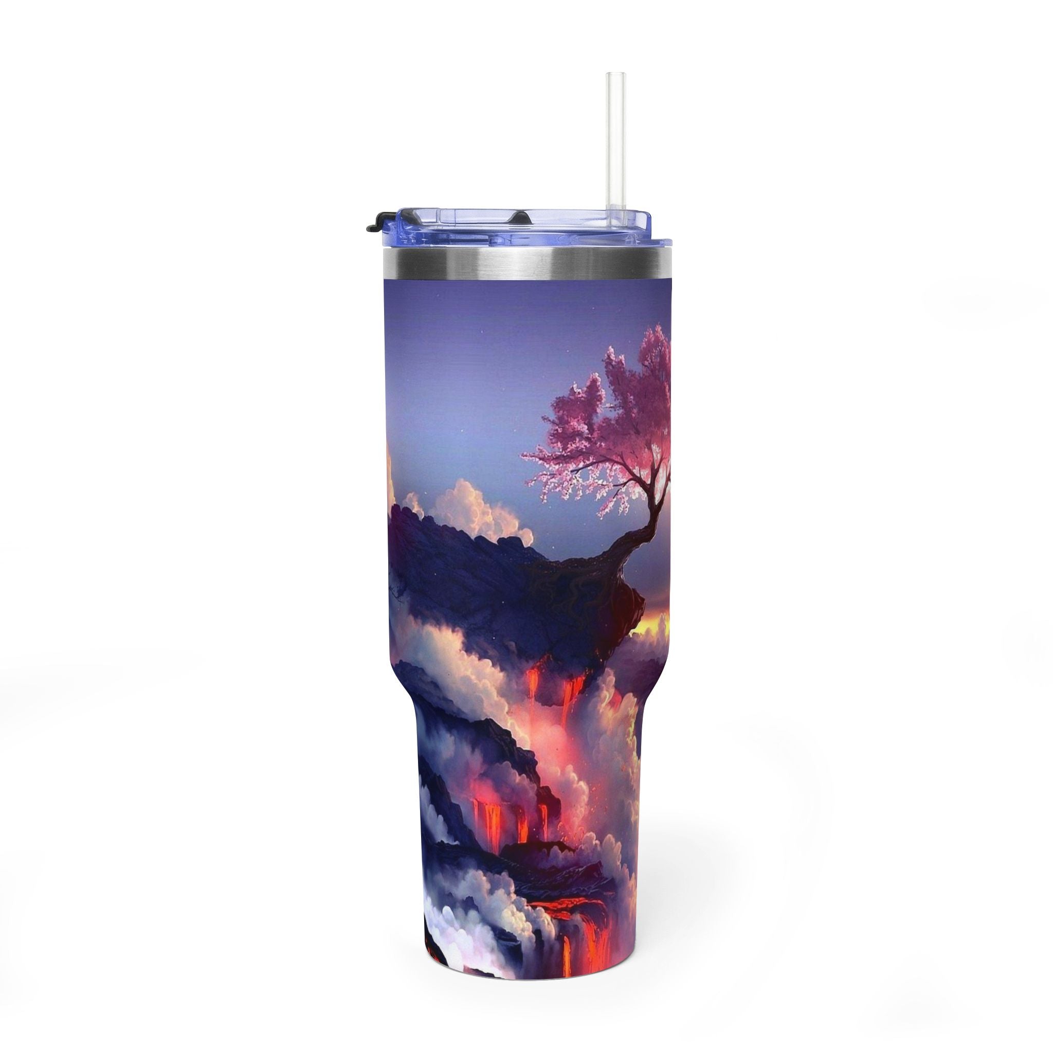 40oz Thermal Tumbler – Sunset Storm Mountain Landscape
