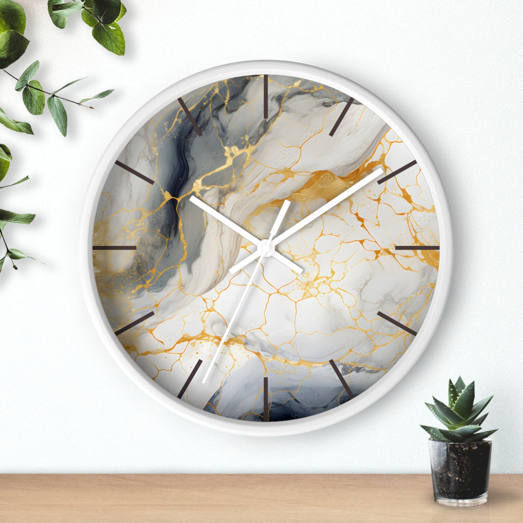 Marble Gold Accent Wall Clock — Elegant Modern Home Decor