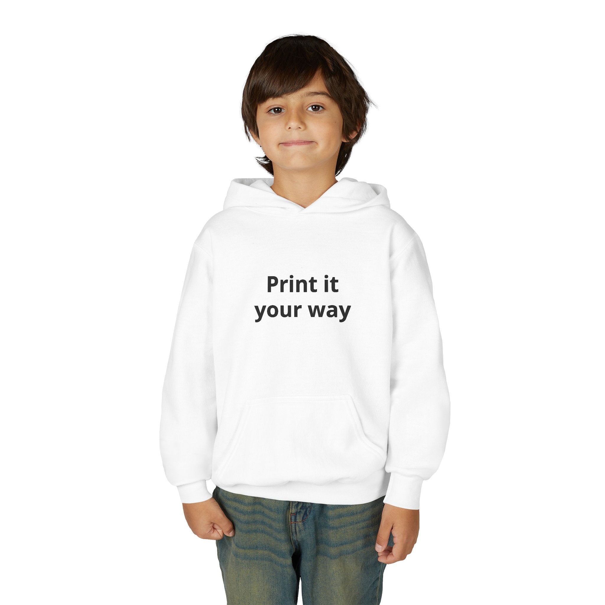Youth Customizable White Hoodie - "Print it your way" Pullover