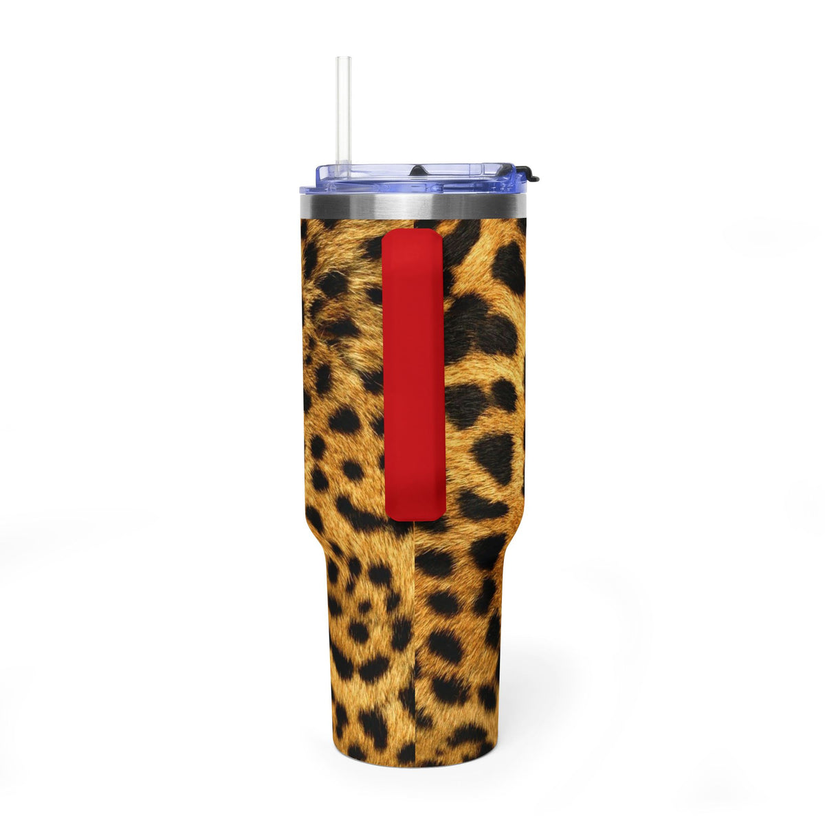 Leopard Print 40oz Vacuum Tumbler — Insulated Travel Mug with Handle