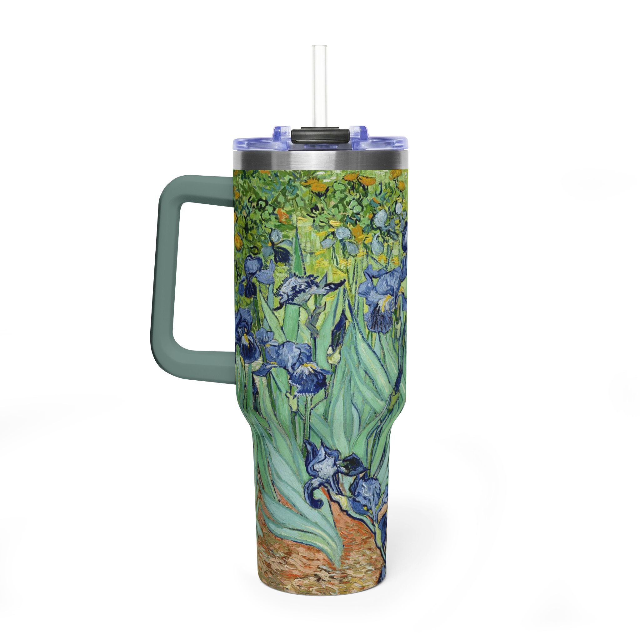 40oz Vacuum Tumbler — Van Gogh Irises Insulated Travel Mug