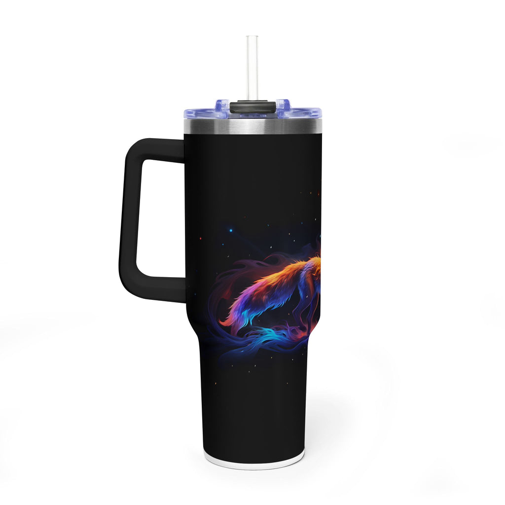40oz Thermal Tumbler — Neon Flame Fox Design