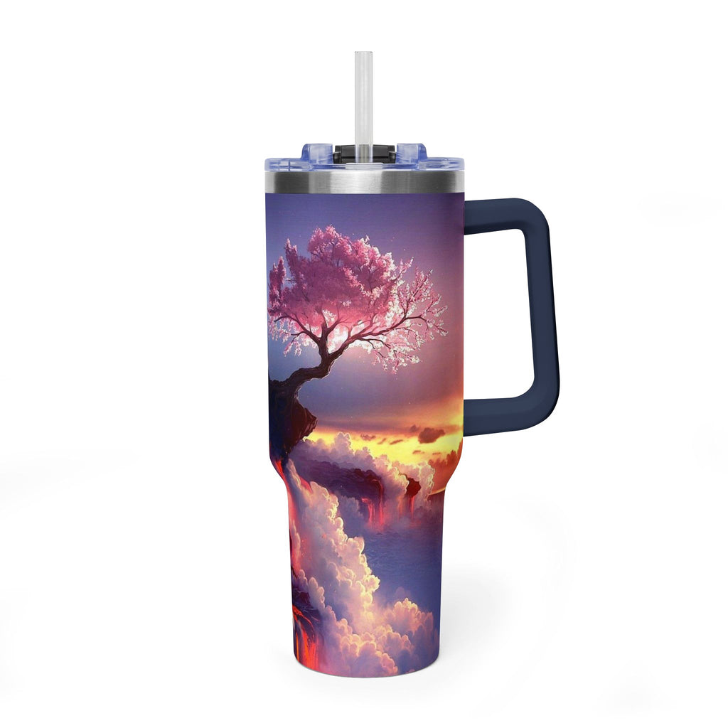 40oz Thermal Tumbler – Sunset Storm Mountain Landscape