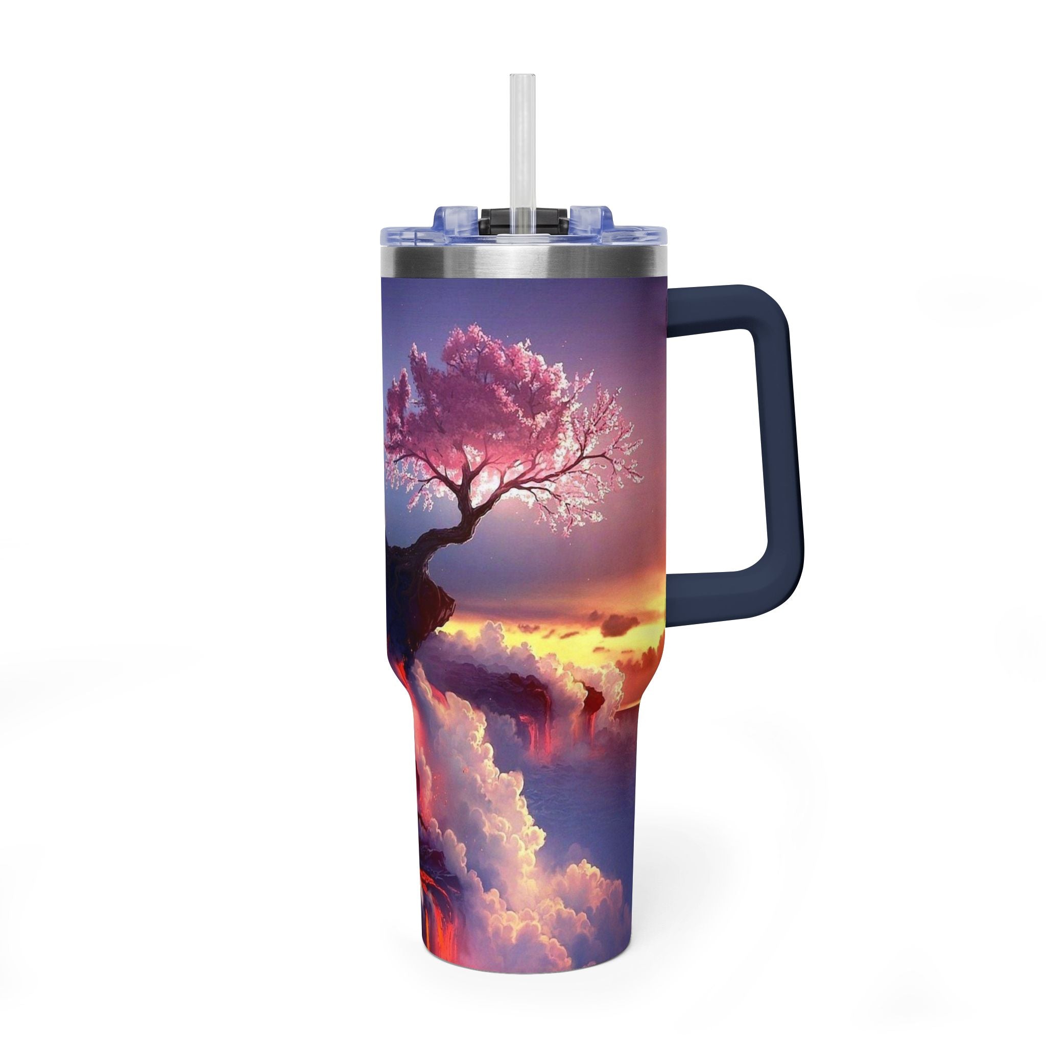 40oz Thermal Tumbler – Sunset Storm Mountain Landscape