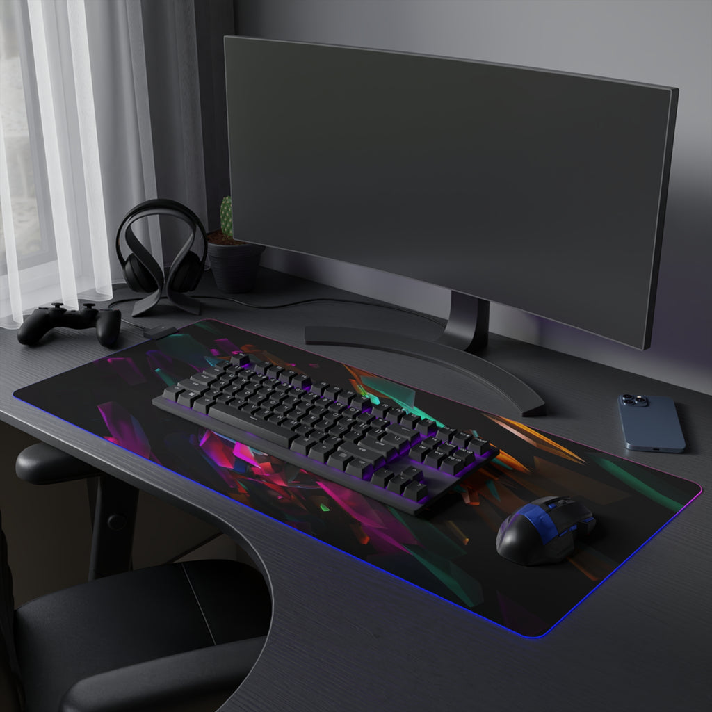 LED Gaming Mouse Pad — RGB Abstract Crystal Design, Large Extended Desk Mat