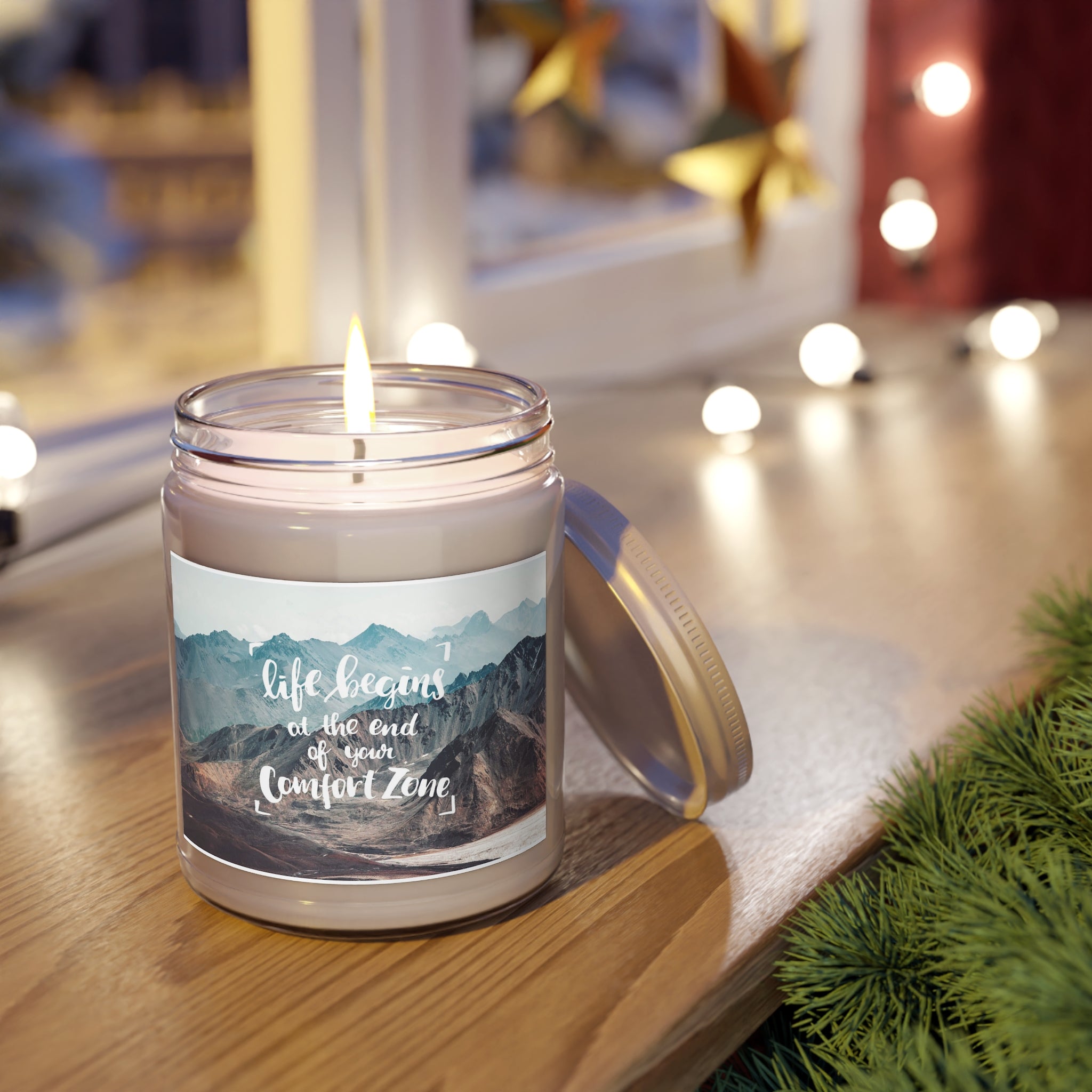 Soy Candle 9oz — "Life Begins at the End of Your Comfort Zone" Scented Jar