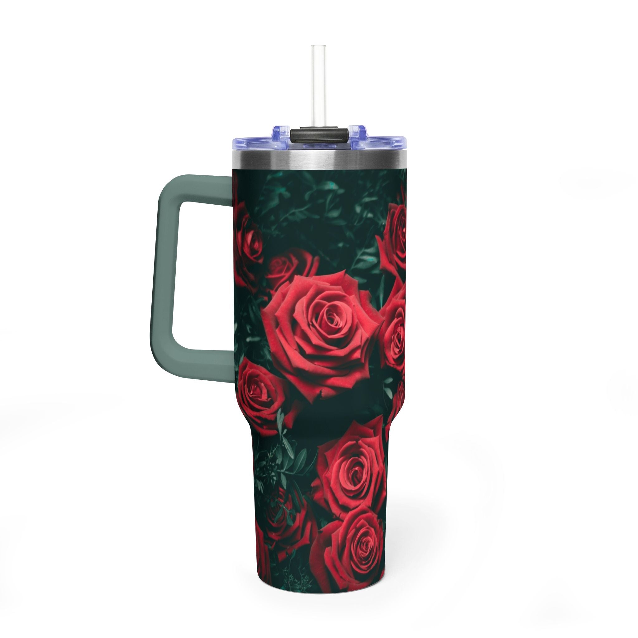 Rose Pattern 40oz Vacuum Tumbler – Insulated Floral Travel Mug