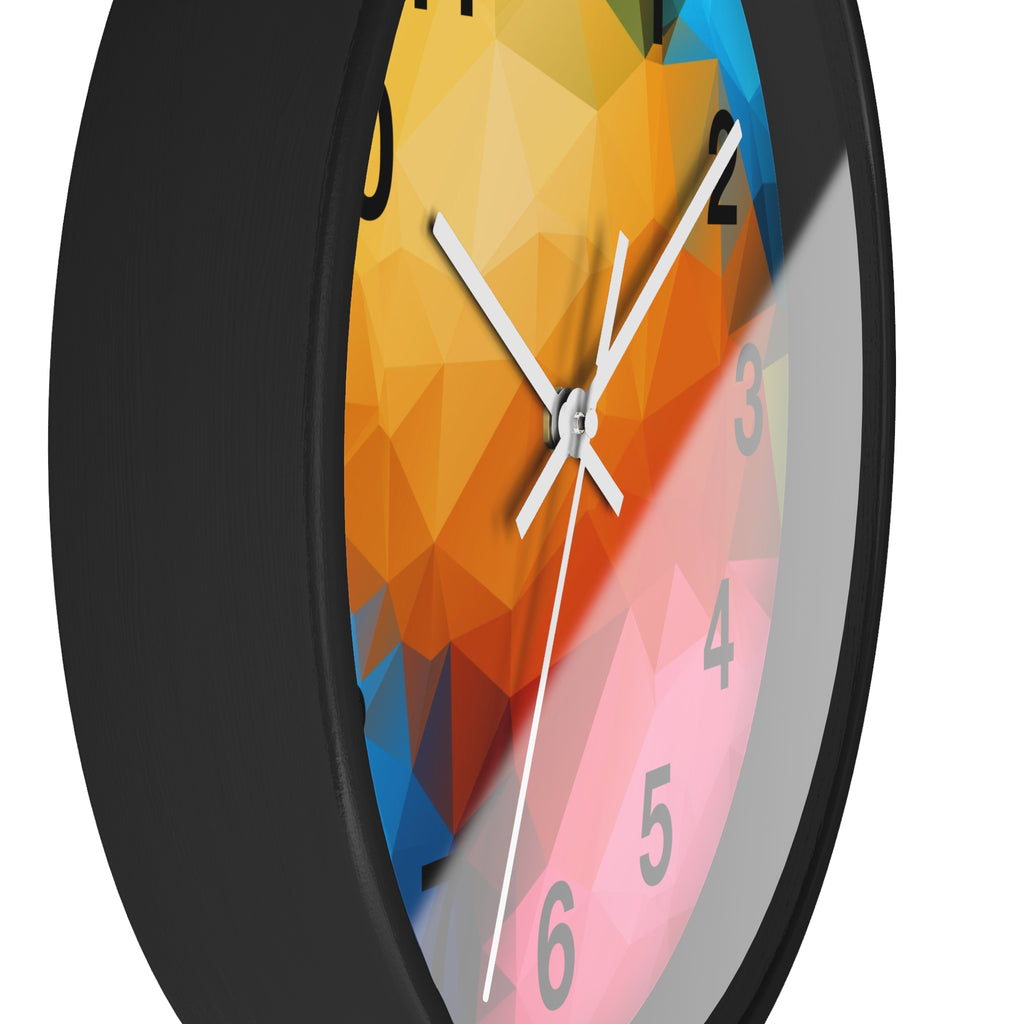 Colorful Geometric Wall Clock — Modern Polygon Abstract Home Decor